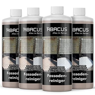 ABACUS® Mauerreiniger Hochkonzentrat, Mauerwerkreiniger - alternative zu Sandstrahlung, Ziegelreiniger, Betonreiniger, Fassadenreiniger, Steinreiniger – Fassadenreiniger 4x 1000 ml (7691.4)