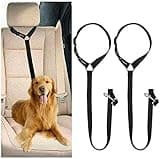 CGBOOM Universal Hunde Sicherheitsgurt fürs Auto Kopfstütze, Multifunktions Verstellbar Hundegurt Sicherheitsgeschirr Hundeanschnallgurt passend für Kleine, mittlere & große Hunde - 2 Pack (Schwarz)