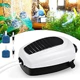 Aquarium Luftpumpe, 3.5W Regelbar Aquarium Sauerstoffpumpe, Leise Sauerstoffpumpe 2 Luftlöchern, Aquarienluftpumpe mit Luftsteinen und Rückschlagventilen, Sauerstoff Luftpumpe für Hydroponisc Aquarium
