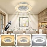 LZQ 90W Deckenventilator mit Beleuchtung und Fernbedienung, Leise Moderne LED Dimmbar Deckenleuchte Ventilator Ventilatorlicht, Deckenventilatoren mit Lampe für Wohnzimmer Schlafzimmer Esszimmer