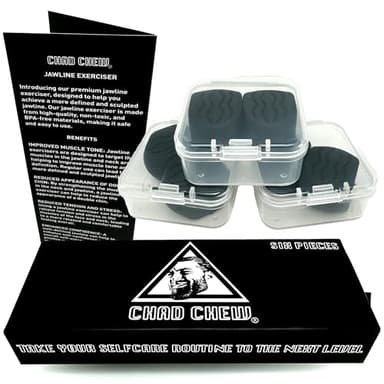 Chad Chew Jawline Trainer, Jawline Exerciser for Face Toning, Double Chin and Neck Trainer, 6 Pieces with Training Plan, Enhanced Jaw Exerciser