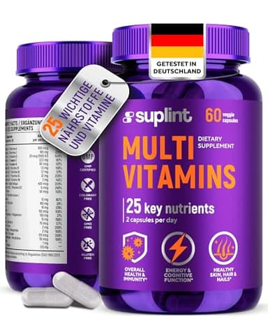Multivitamin Komplex - 60 Kapseln für 30 Tage - Vitamin Komplex A-Z & Mineralstoffe wie Zink, Biotin - Hochdosierte Tabletten Multivinamine Für Männer Und Frauen A, C, D, E, B6, B12, K (1 Pack)