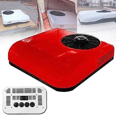 ZWJABYY ELOMAS 12V/24V DC RV Klimaanlage RV Dachklimaanlage,elektrische Standklimaanlage Wohnmobil Klimaanlage für PKW RV LKW Camper Bagger,Red-12V