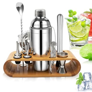 Cocktail Set, Stainless Steel Cocktail Shaker Bar Set, 750ML Bar Tool Set, 12-Teiliges Edelstahl Shaker Bar Zubehör, Professionelles Cocktail Mixing Set, Barware Set für Zuhause oder die Bar