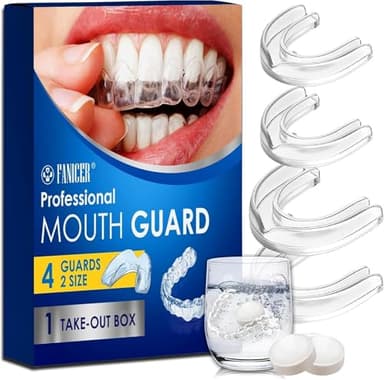 4-Pack 2-Größen Knirscherschiene Für Nacht Nachtschutz für Zähne,Beißschiene,Gegen Bruxismus und Zähneknirschen,Transparente Zahnspangen