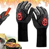 Feuerfeste Grill Handschuhe, Grillhandschuhe, BBQ Gloves, Feuerfeste Handschuhe, Feuerfeste Ofenhandschuhe, Hitzefeste Handschuhe, Hitzefeste Ofenhandschuhe 800 °C, zum Backen, Grillen, Kochen