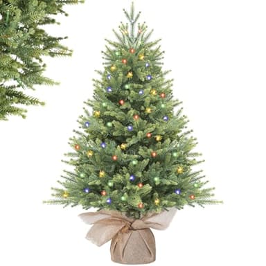 Alupssuc 95 cm Vorbeleuchteter Künstlicher Weihnachtsbaum, Natürliche Buschige PE-Zweigspitzen, 90 Premium-LED-Lichter, 12 Lichtmodi, Perfekt für Weihnachtsdekorationen