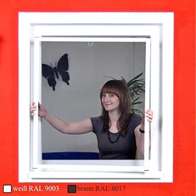 Premium Slim Fliegengitter für Fenster als Alubausatz mit Fiberglasgewebe - Profi Insektenschutz - 150 cm x 160 cm | weißer Rahmen