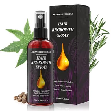 Voltuno Haarausfall Für Männer & Frauen, Haarwachstum Beschleunigen Spray, Shiny Hair Haarwuchs Booster, Mit Rosmarinöl Und Rizinusöl Bio Extrakt, Extrem Geschädigtes Haar, Sanft Und Trocken, 60ML