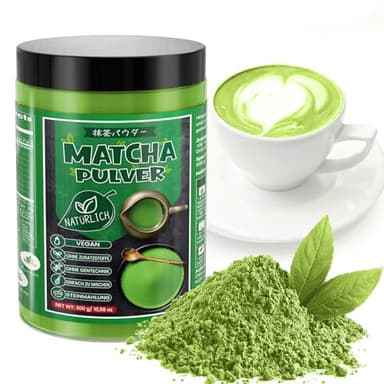 Matcha Pulver - 300g Ceremonial Matcha, 100% Natürlicher Steingemahlenes GrüNer Tee Pulver, Ohne Zusatzstoffe, Coffee Mate, Traditionelles Japanische Lebensmittel, Geeignet für Tee, Latte, Backen