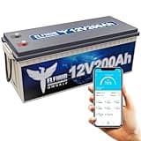 Elfhub 12V 200Ah LiFePO4 Autobatterie mit Bluetooth Eingebauter 200A BMS, 2560Wh Deep Cycle Lithium Batterie, 4000+ Zyklen, Ideal für Wohnmobil, Solar Trailer, Boot und Camping