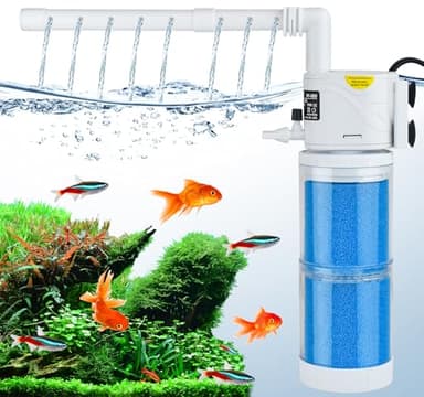 5 in 1 Aquarium Filter Pumpe 60L Innenfilter Filterpumpe Aquariumfilter Pumpen Aquarien Aquarienfilter Schwammfilter Klein Leiser Einstellbarer Wasserpumpe für 40L-150L Acquario 15W Durchfluss 1000L/H