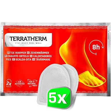TerraTherm Fußwärmer Pads luftaktiviert - 8h warme Füße - 5, 10 oder 30 Paar - 100% natürliche Wärme - Wärmepads Füße - 5 Paar
