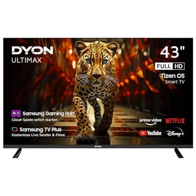 DYON ULTIMAX 43F-TI – 43 Zoll (108 cm) Full-HD Smart TV mit Samsung Tizen OS, Triple Tuner (DVB-C/-S2/-T2), Samsung Smart & Gaming Hub, Prime Video, Netflix, Disney+ [2025]