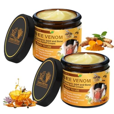 2PCS Bienengift Gelenkcreme, Bienengiftsalbe Schmerzlinderungs, Kurkuma Bienengift Creme, Bee Venom Joint Relief Gel, Bee Venom Creme für Nacken Taille Rücken Hände Füße, Deep Nourishment Beruhigend