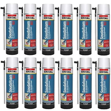 12 x Soudal Soudafoam 2K, 400ml, Baustoffklasse B2, Aerosoldose - Gebrauchsfertiger, zweikomponentiger Zargenschaum zur schnellen und sicheren Montage von Türzargen und Fensterelementen