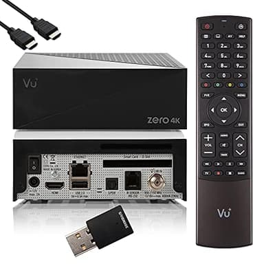 Vu Plus Zero 4K - UHD HDR Sat Receiver, 1x DVB-S2X Tuner, E2 Linux Smart, YouTube, CI+, Media Player, HbbTV, USB, 300Mbit WLAN, HDMI-Kabel