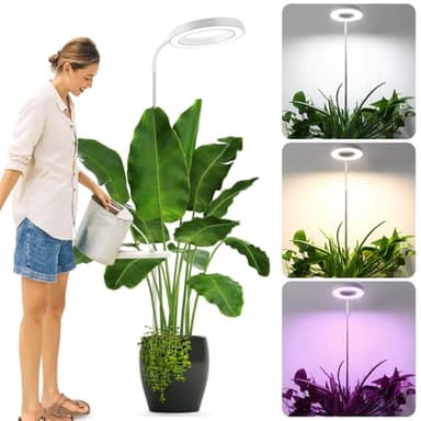 Pflanzenlampe LED Vollspektrum, Grow Lampe für Zimmerpflanzen, 72 LEDs Pflanzenwachstumslampe, Höhenverstellbar Bis 160 cm, 3 Farbmodi mit 360°Schwanenhals,Timer (3/9/12 Stunden),10 Helligkeitsstufen