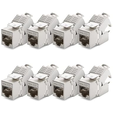 deleyCON 8x CAT 7 Keystone Jack Modul Optimal für CAT7 CAT6 CAT6a Verlegekabel Verbinder Patchkabel Netzwerkkabel STP Schirmung RJ45 Buchse 1000 MHz 10 Gbit/s Schneidklemme (LSA)