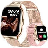 Narcid Smartwatch Damen Herren,2`Zoll mit Telefonfunktion/Sprachassistent/Message Reminder,Fitnessuhr Puls-Schlaf-Monitor,Schrittzähler Sportuhr für iOS/Android(2 Armbänder)
