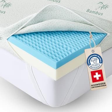 Welldora Premium Topper 90x200cm – B-Ware: BRAUCHT 7–10 Tage, UM Sich GANZ ZU ENTFALTEN, für unbequeme Matratze & Boxspringbett, wendbar mit 2 Härten, orthopädischer 5-Zonen-Matratzentopper, Oeko-Tex