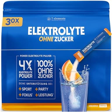 Elektrolyte OHNE ZUCKER - 30 Stück - 1390mg Elektrolyte für Sport und gegen Kater - Elektrolyt Pulver kalorienarm und zuckerfrei - Premium Electrolytes mit Orange-Geschmack – 300g