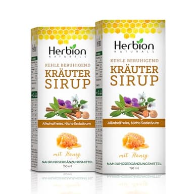 Herbion Naturals, Hustensaft mit El Jarabe Para La Tos Con Miel beruhigt natürlich die Kehle, grün, Honig, 5 fl oz Packung von 2