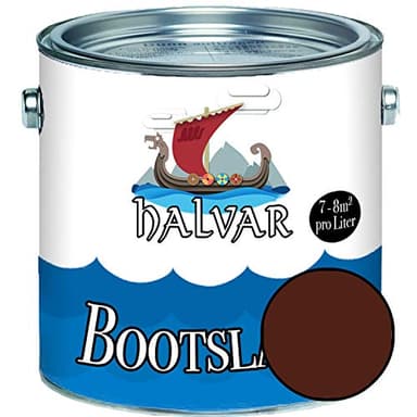 Halvar Bootslack Braun RAL 8000-8028 Yachtlack GLÄNZEND Bootsfarbe Yachtfarbe PU-verstärkt für Holz & Metall verstärkt extrem belastbar hochelastisch Schiffslackierung (1 L, RAL 8011 Nussbraun)