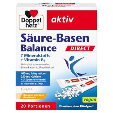 Doppelherz Säure-Basen Balance DIRECT - mit 7 Mineralstoffen und Vitamin B6-20 Portionen Micro-Pellets mit Orangen-Zitronen-Geschmack