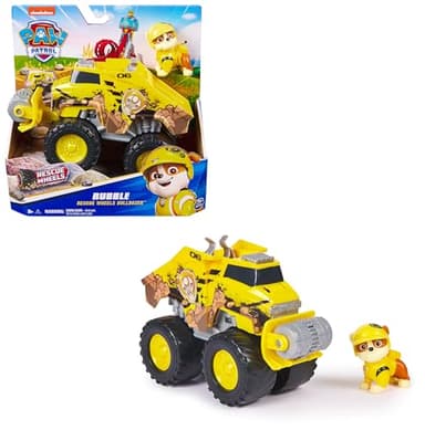 PAW PATROL Rescue Wheels - Rubbles Bulldozer Monstertruck mit Rubble Hundefigur, Spielzeug für Kinder ab 3 Jahren
