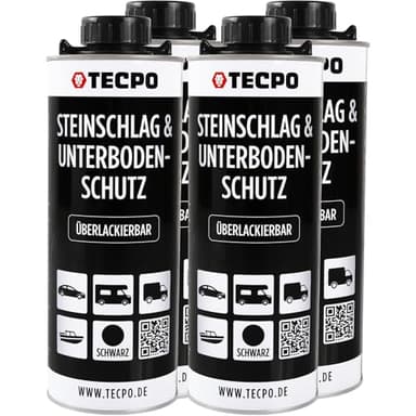 TECPO Unterbodenschutz Bitumen, 4 Liter überlackierbar schwarz dauerelastisch in Saugdose, Karosserieschutz Steinschlagschutz Rostschutzmittel Korrosionsschutz UBS mit Anti-Dröhn-Wirkung