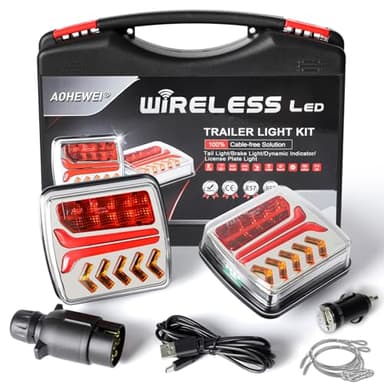AOHEWEI Kabellose Anhänger Rückleuchten LED Magnetische LKW Rückleuchten Kabel Gratis 12V ECE Zulassung mit 7 Pin Stecker für Anhänger, LKW, Wohnwagen oder LKW