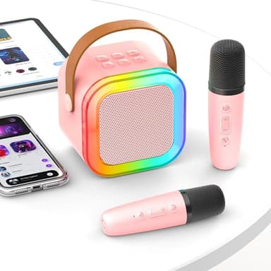Karaoke Maschine Kinder mit 2 Karaoke Mikrofon Kinder: [Neueste] Mini Karaoke Maschine - Karaoke Anlage mit 2 Mikrofonen -Musikinstrumentzubehör Box - Geschenke für Mädchen Kinder Spielzeug 3-12 Jahre