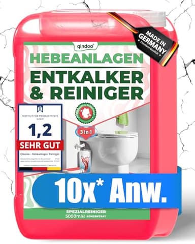 5L Reiniger Hebeanlagen Entkalker, 3 in 1 Reinigungsmittel Qindoo Entkalken Reinigen Geruch entfernen (5 Liter)