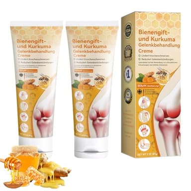 KAIOWPEIC Bienengiftsalbe und Kurkuma Gelenk Creme, 2 Stück Bienengift-gelenkberuhigendes Gel, Bienengiftsalbe, Bienengiftcreme geeignet für Nacken-, Taillen-, Rücken-, Hand- und Fußbeschwerden