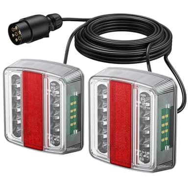 PROZOR LED Rückleuchten Set für Anhänger E-Mark IP65 12V Bremslichter, Blinklichter & Nummernschildbeleuchtung mit 7 Pin Stecker und 7,5m Kabel für Lkw, Trailer (Schraube Stil)