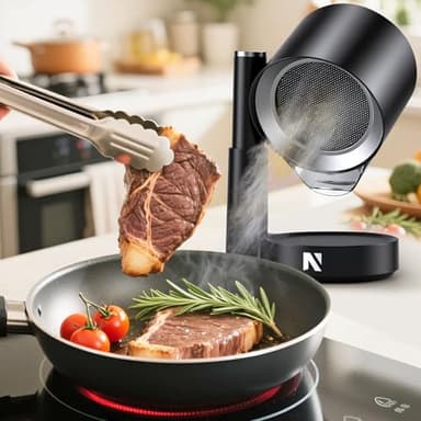 NEWTRY Tragbare Dunstabzugshaube - Leistungsstarke 3 Geschwindigkeiten Absaugung Kompakt Mini Abzugshaube Portable mit 2 waschbaren Filtern für Haus Küche Wohnwagen Außenbereich Hotpot Grill