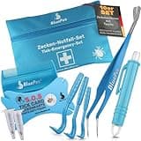 BluePet 10er Set mit Tasche Zeckenentferner für Hunde, Katze, Pferd & Mensch mit Zeckenzange, Zeckenhebel, Zeckenpinzette, Zeckenkarte I Alternative zu Zeckenschutz, Zeckenmittel