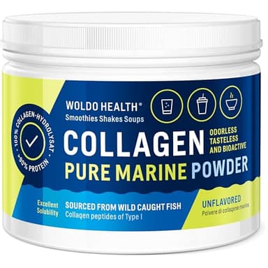 WoldoHealth Marine Kollagen Pulver aus Wildfang 150g - Fisch Kollagen Typ 1, Peptide aus Kabeljau, Alaska-Pollack, Pazifischem Kabeljau, Seelachs & Schellfisch
