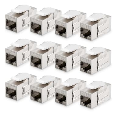 LEENUE 12 Stück Geschirmt keystone rj45 kupplung Cat7, 10Gbps/600MHz, Vergoldet Keystone Modul für CAT7 CAT6A CAT6 Verlegekabel, rj45 buchse für Patch Panel, Netzwerkdose.