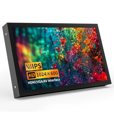 7 Zoll Mini Monitor, 1024×600 HD IPS Mini Bildschirm mit Eingebauten Lautsprechern/HDMI/VGA/AV Eingang für Raspberry Pi, PC, TV, DVD, CCTV
