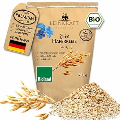 Deutsche Bioland Haferkleie 750g mit Keim Proteinreich hoher Ballaststoffgehalt