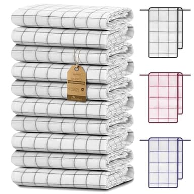 NatureMark 10er Set Geschirrtücher 50x70 cm – 100% Baumwolle, saugfähig & strapazierfähig – Geschirrtücher und Küchentücher für Haushalt und professionelle Küchen, inklusive E-Book, Farbe: Anthrazit
