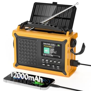Mesqool DAB/DAB+/UKW Digitalradio mit Bluetooth 5.0, Solar Notfallradio mit Leselicht, 2,4" Farbdisplay, Tragbare Camping Kurbelradio mit USB Handyladefunktion, Dual Wecker, SOS-Alarm für Outdoor