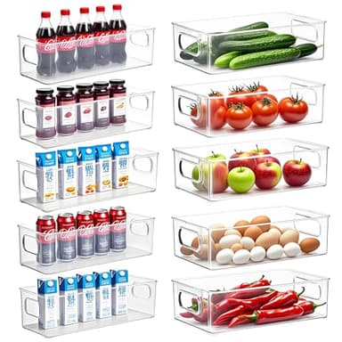 Kühlschrank Organizer Set,10er Set (2 Größe) Kühlschrank Organizer,Küchen Organizer,Geeignet für Küche, Kühlschrank, Schublade, Kleiderschrank, Schreibtisch oder Bürotisch usw,BPA-frei