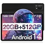 DOOGEE T40 Tablet 11 Zoll,20GB RAM+512GB ROM/2TB TF, Tablet Android 14, Helio G99 Octa-Core Gaming Tablets, 2,5K Display, Dual 4G SLM Tablets Pc, 5G WiFi/8580mAh/18W/16MP/Face lD/GMS/GPS