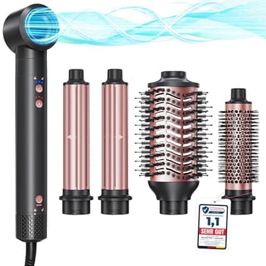 Hairstyler 5 in 1 BESTOPE PRO - 110,000 RPM High-Speed Ionen Reisefön, Multi-Hair Styler Set,Zum Berufe Haarstyler Volumisieren, Automatischer Luft-Lockenstab