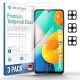 smartect Schutzglas [3 + 3 Stück, Klar] kompatibel mit Samsung Galaxy M32 4G, Display + Kamera, HD Schutzfolie Anti-Kratzer, Blasenfrei, 9H Härte, 0.3 mm Ultra-klar, Ultrabeständig