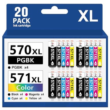 Palmtree 570XL 571XL Kompatible für Canon TS5050 Druckerpatronen Kompatibel für Canon 571 570 für Canon Pixma TS5050 Druckerpatronen Pixma MG5750 TS5055 MG6851 MG6850 TS5051 TS5000 TS7750 (20er-Pack)