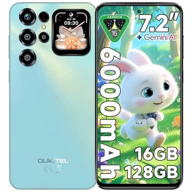 OUKITEL C68 Plus Smartphone ohne Vertrag - 7,2" 120Hz Display mit 1,81" Rückbildschirm, 6000mAh 64MP+8MP Handy, 16GB+128GB/1TB Handy ohne Vertrag, Android 15 Simlockfreie Handys Dual SIM/Face ID, Blau